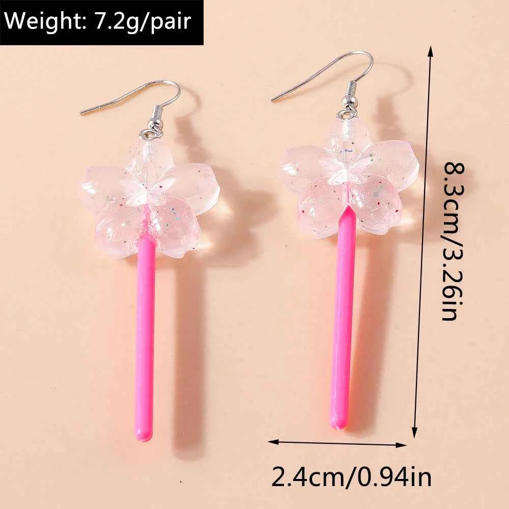 Sweet Candy Color Lollipop Drop Earrings for Women Funny Simulation Food Flower Dinosaur Dangle Hook Earrings Girls Jewelry Gift