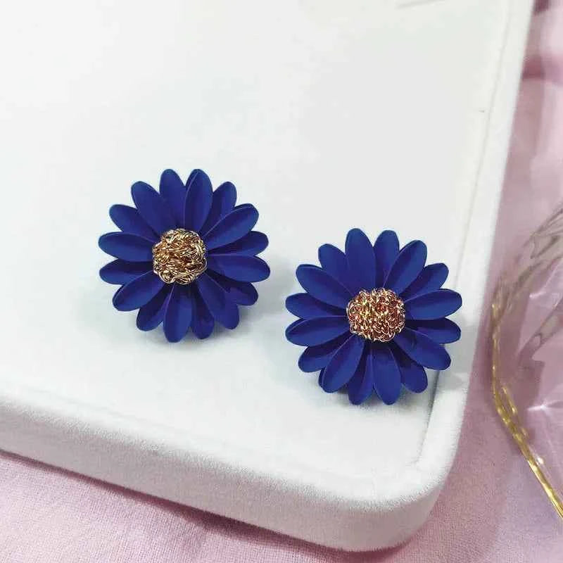 Korean New Double-layers Flower Drop Earrings for Ladies Exaggerated Women Floral Earrings Fashion Jewelry aretes de mujer