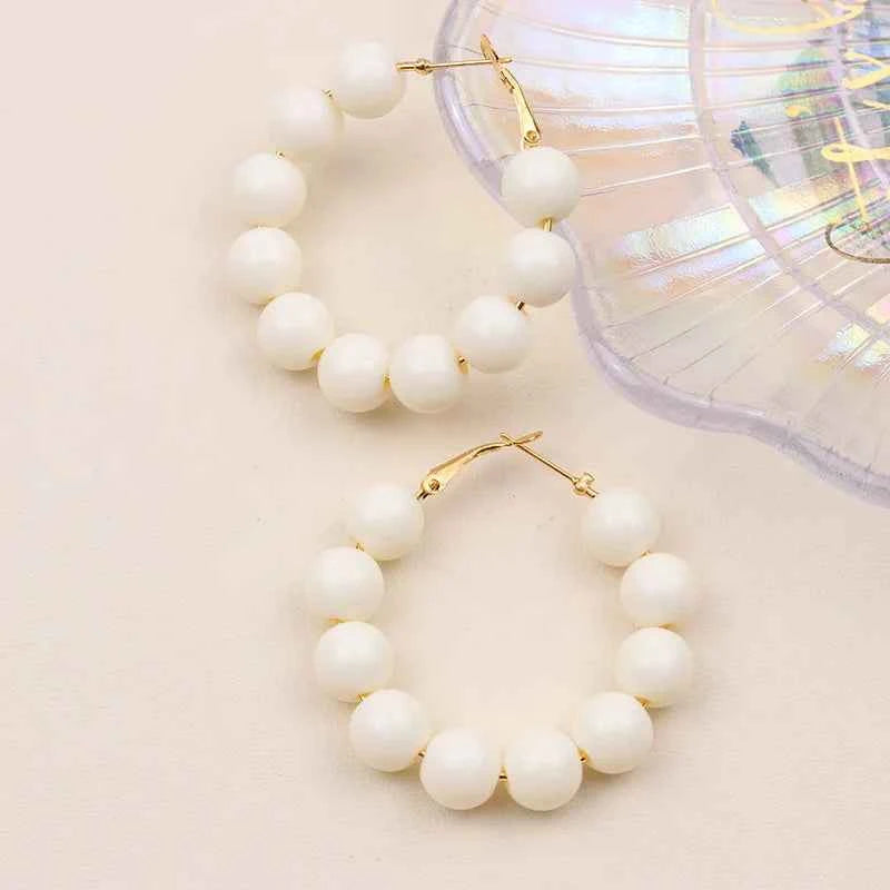 Summer dopamine bead candy colored acrylic earrings exaggerated and fashionable circular women's earrings