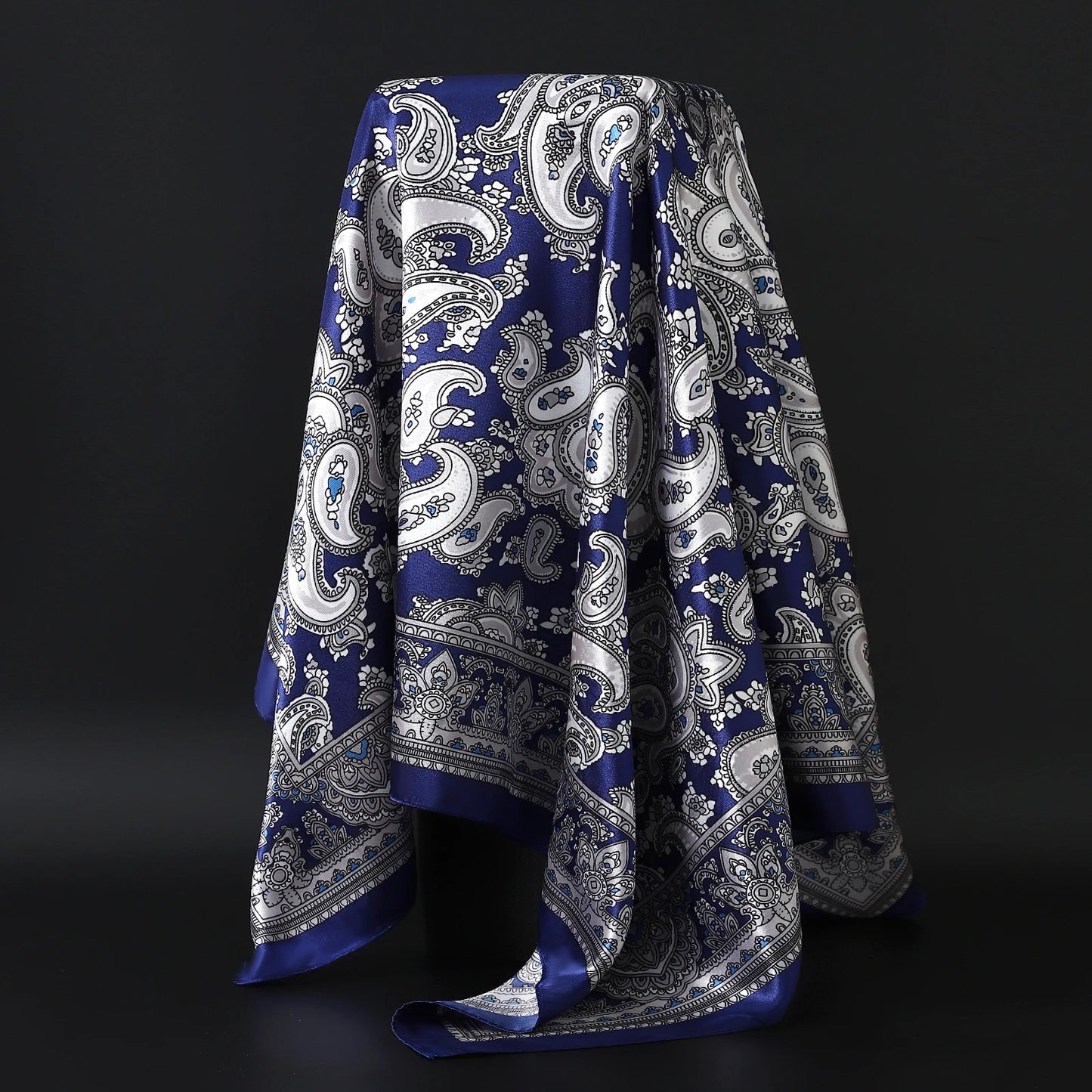 90*90cm Silk Scarf Women Print Hair Neck Square Office Ladies Shawl Bandanna Muslim Hijab Handkerchief Muffler Foulard female - NamafadStore