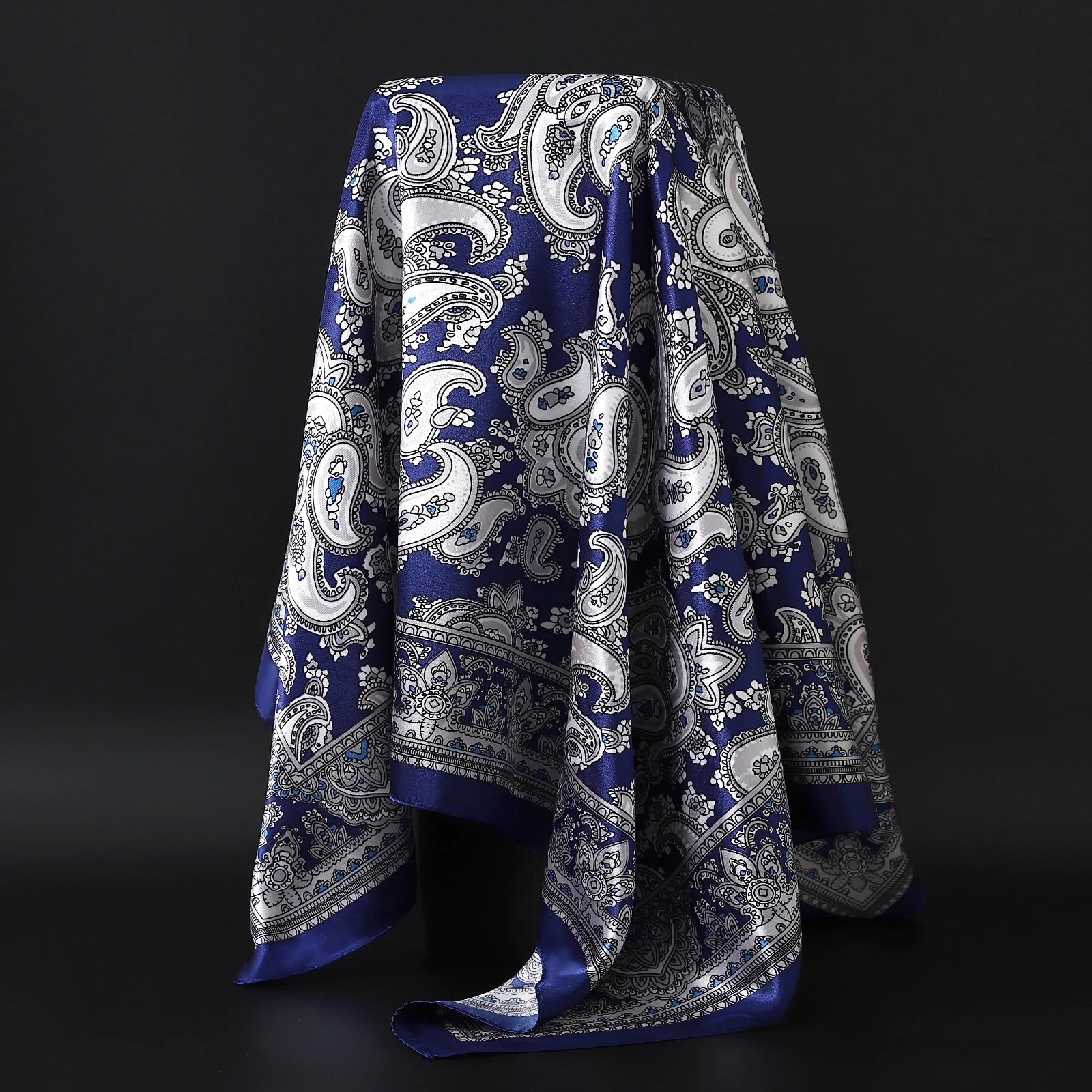 90*90cm Silk Scarf Women Print Hair Neck Square Office Ladies Shawl Bandanna Muslim Hijab Handkerchief Muffler Foulard female - NamafadStore