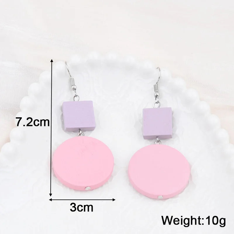 Pink Color Dangle Earrings for Women Korean Fashion Flower Long Hanging Earrings Butterfly Heart Pendants Twist Drop Earrings