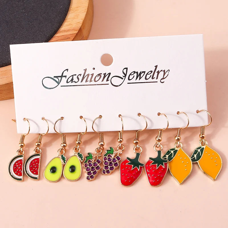 New In Mixed 10pcs Cute Sweet Donut Earring Set Lovely Resin Simulation Food Dangle Earrings for Woman Kids Jewelry Set Gifts