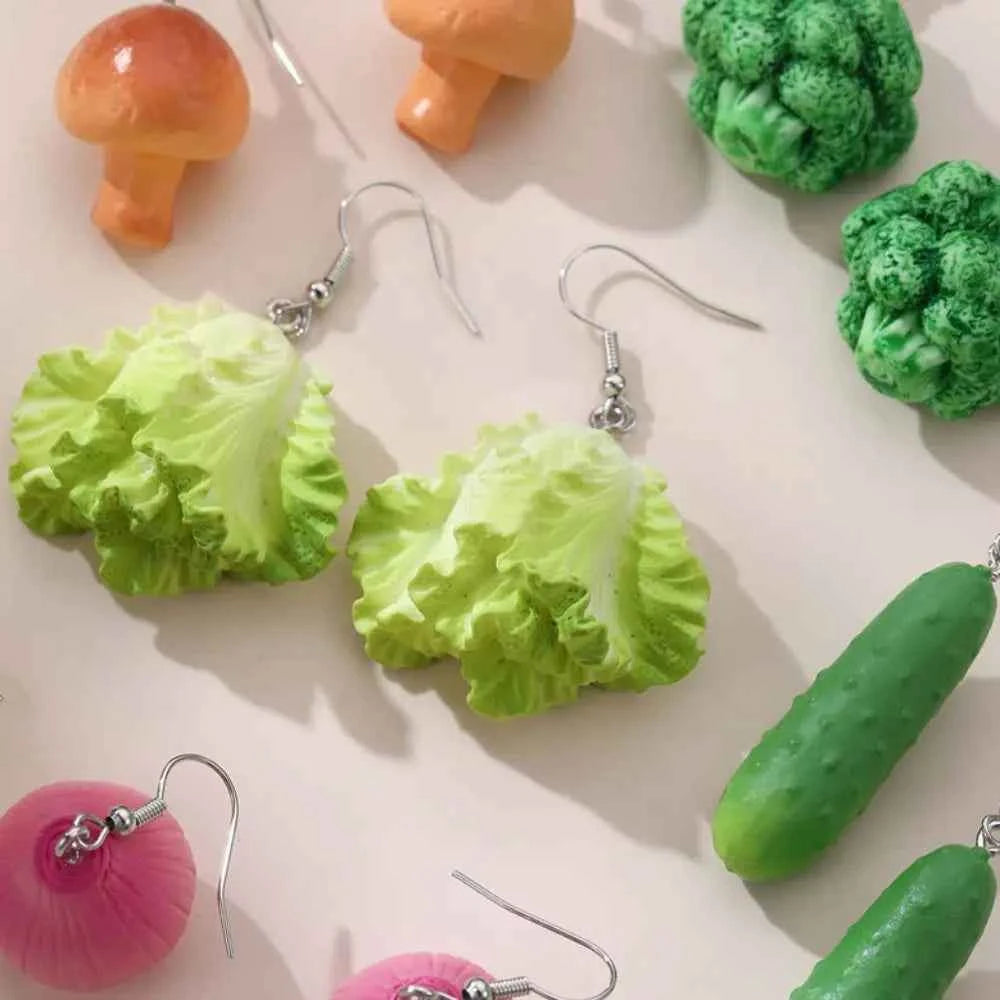 Bohemia Earrings Simulated Vegetable Dangle Earring Korean Style Broccoli Cute Earrings Lettuce, Onion Mushroom Earrings