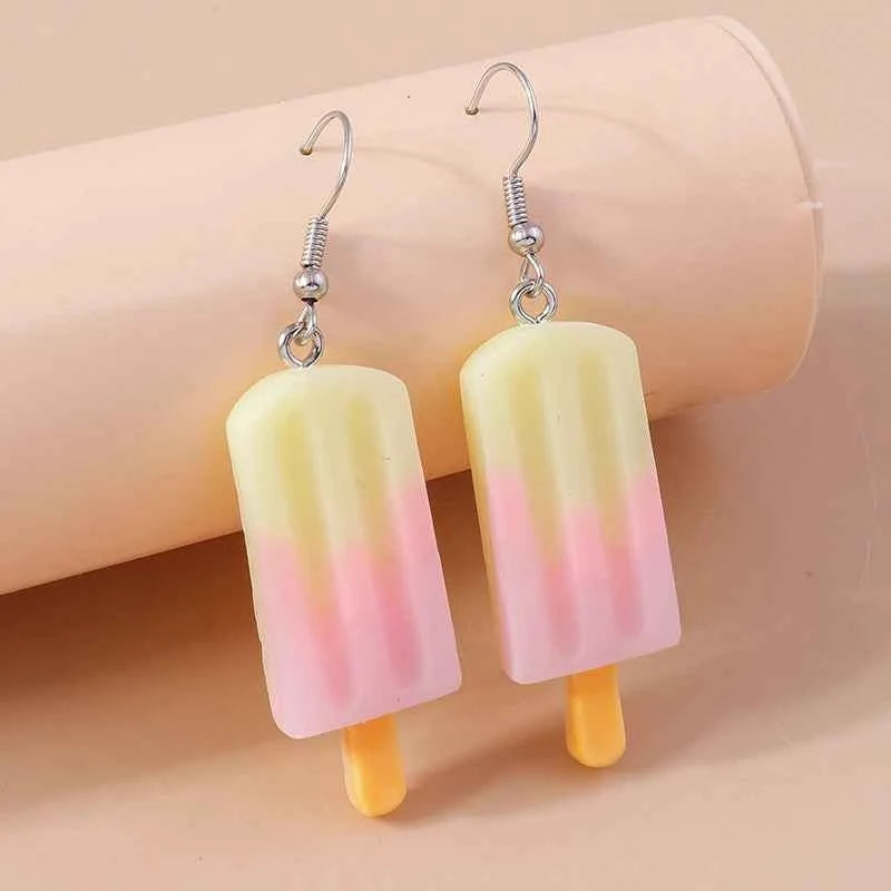 Aihua New In Cute Resin Funny Food Earrings Sweet Simulation Popsicle Earrings Girl Kids Jewelry Gifts