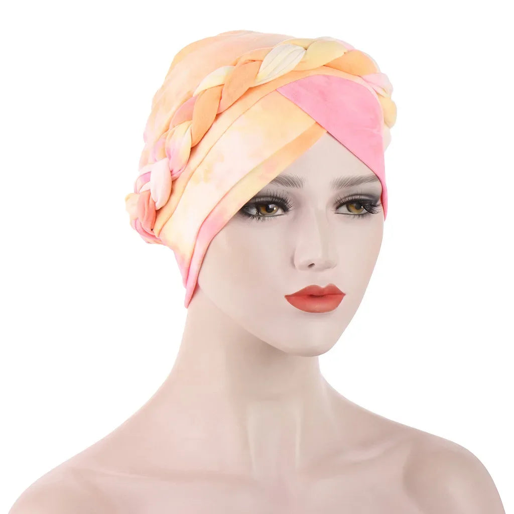 Women Lady Beads Muslim Braid Head Turban Wrap Cover Cancer Chemo Islamic Arab Cap Hat Hair Loss Bonnet Beanies Fashion - NamafadStore