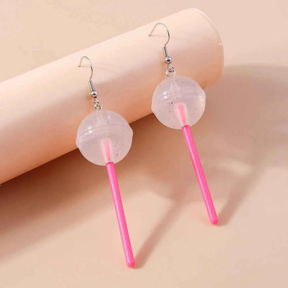 Cute Resin Candy Lollipop Earrings for Women Mini 3D Simulation Food Dangle Earrings Girls Kids Jewelry Gifts