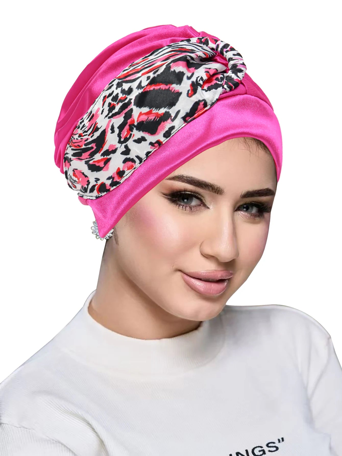 New Leopard Women Print Muslim Turban Scarf Braid Hijabs Headwear Arab Wrap Head Scarf Hair Accessories Hat - NamafadStore