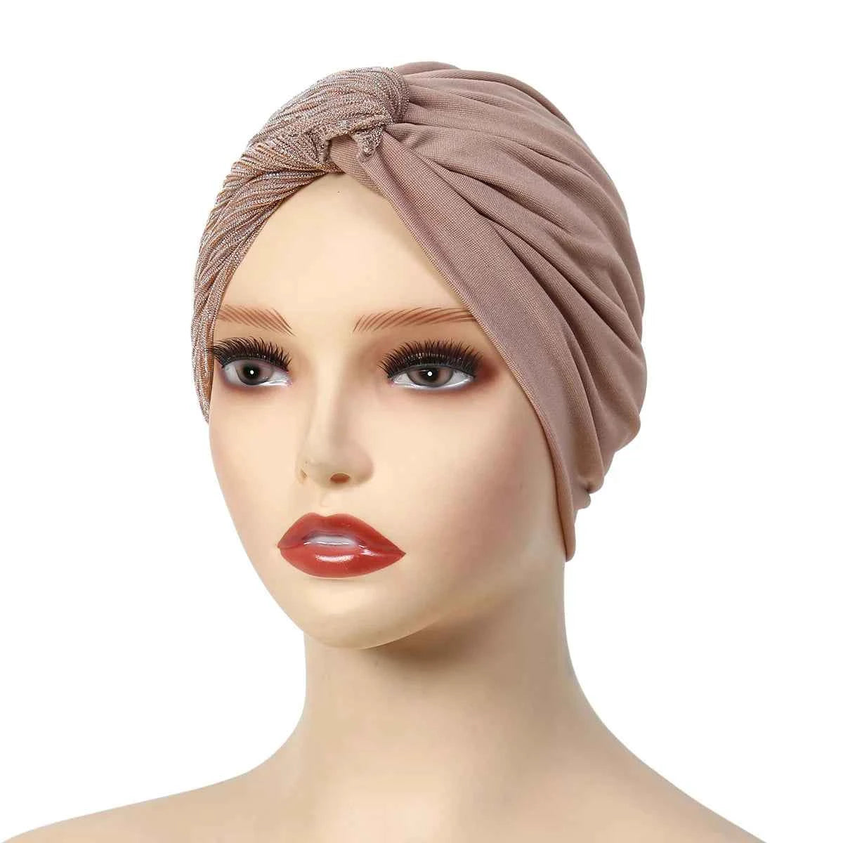 Solid Color Women Muslim Hijab Caps Wrap Head Indian Turban Bonnet Fashion Headdress Islamic Clothing Accessories