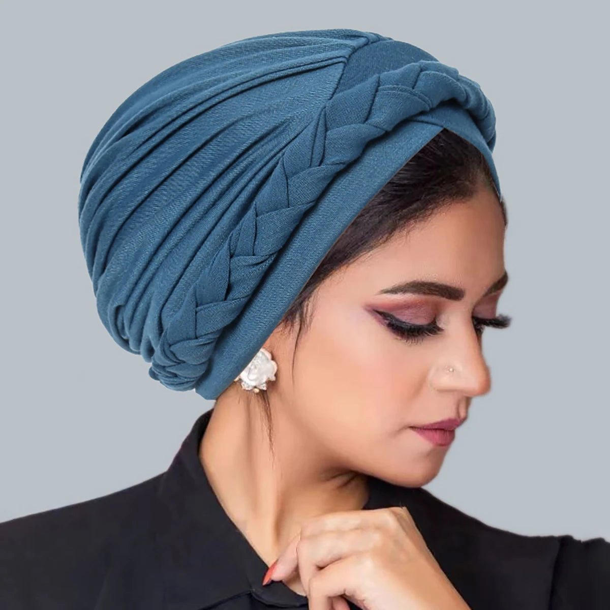 Crossed Forehead Women Braid Muslim Hijab Caps Wrap Head Indian Turban Bonnet Fashion Headdress Islamic Clothing Accessories - NamafadStore