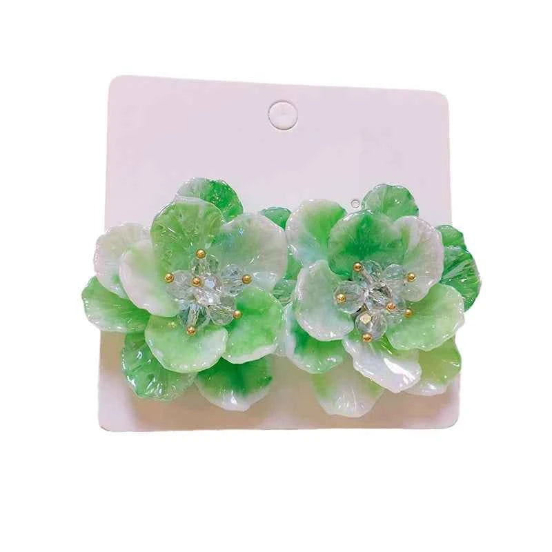 Fashion Colorful Acrylic Resin Vibrant Flower Stud Earrings For Women Sweet Elegant Big Transparent Floral Earrings Jewelry Gift