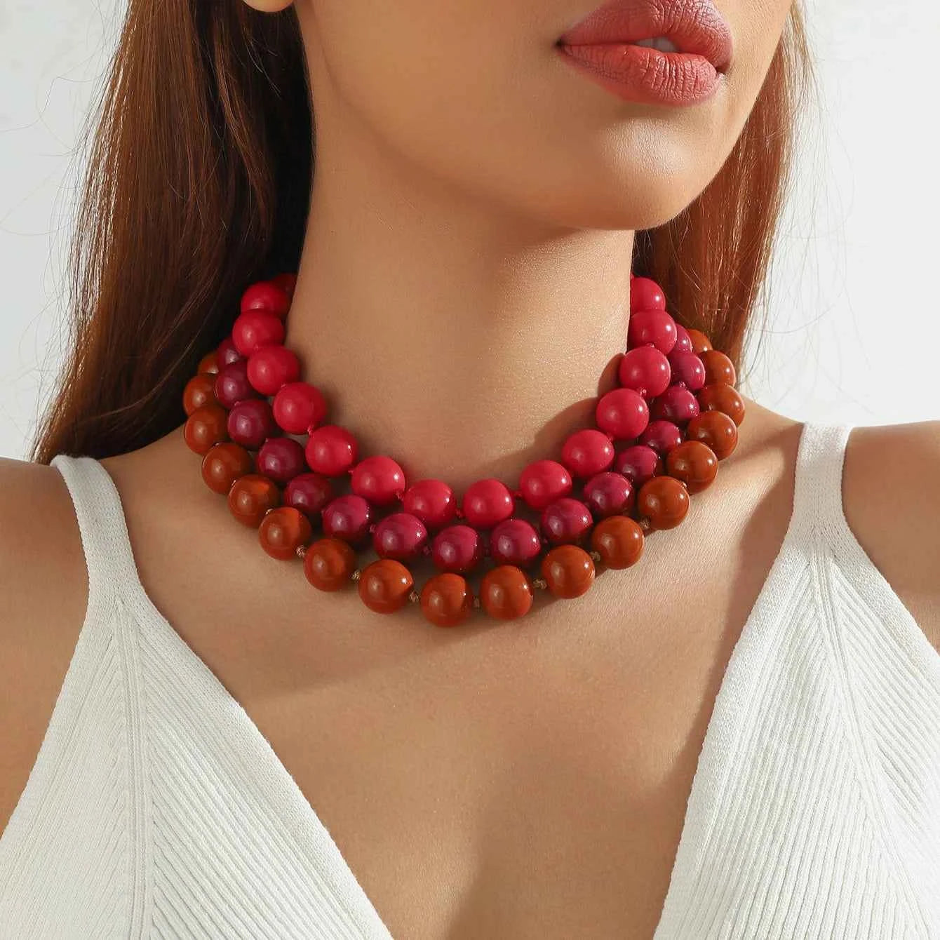 Bohemia Bead Round Colourfulne Neckalce for Women Fashion Banquet Colorful Geometric Holiday Jewelry Party Gifts