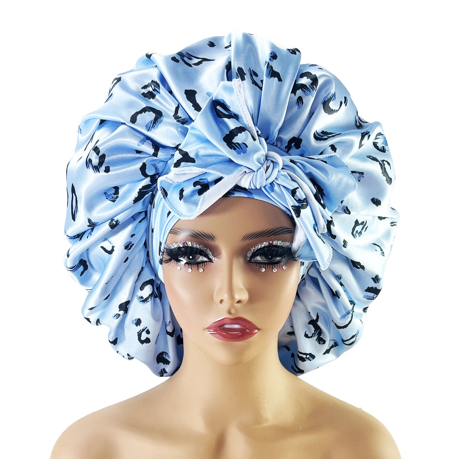 New Large Satin Bonnet Silk Night Sleeping Cap With Head Tie Band Bonnet Edge Wrap For Women Curly Braid Hair - NamafadStore