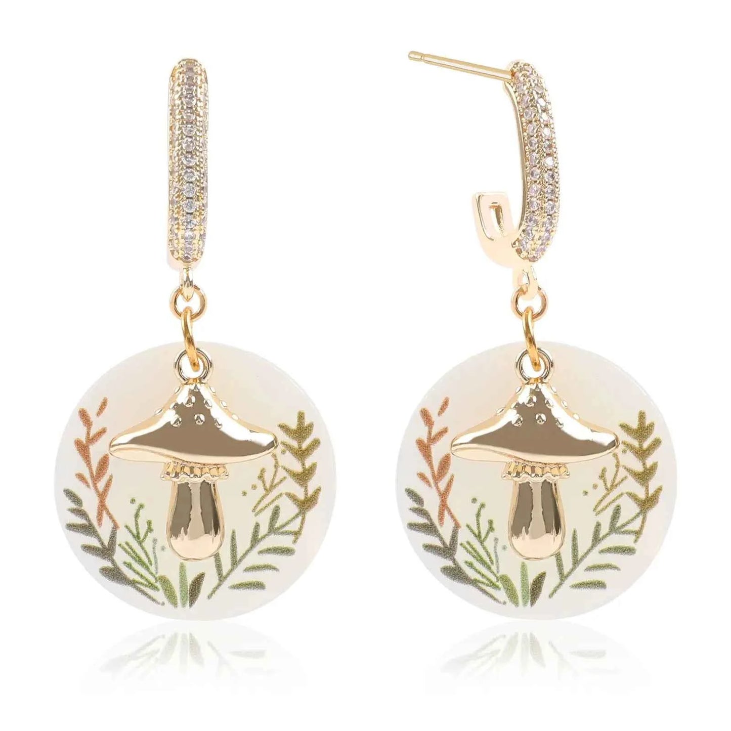 Makersland Unique Earring For Women Cute Mushroom Hoops Gold Color Sweet Butterfy Bee Earrings Trendy Designer Jewelry Luxury