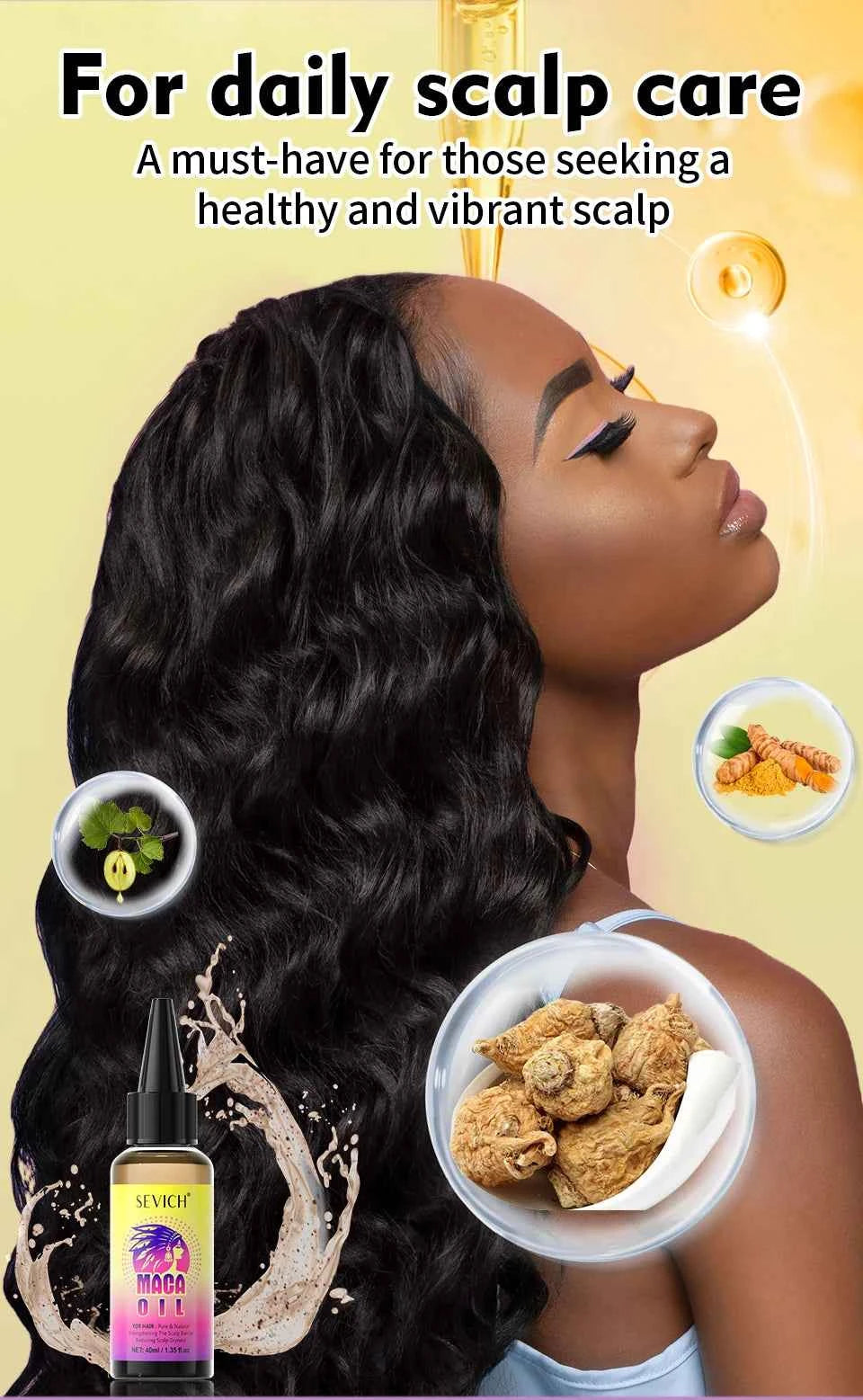 Maca Hair Growth Oil Set For Peru Maca Powder Hair Growth Butter Maca Root Hair Oil Castor Oil Anti-Hair Loss Sevich Hair Care