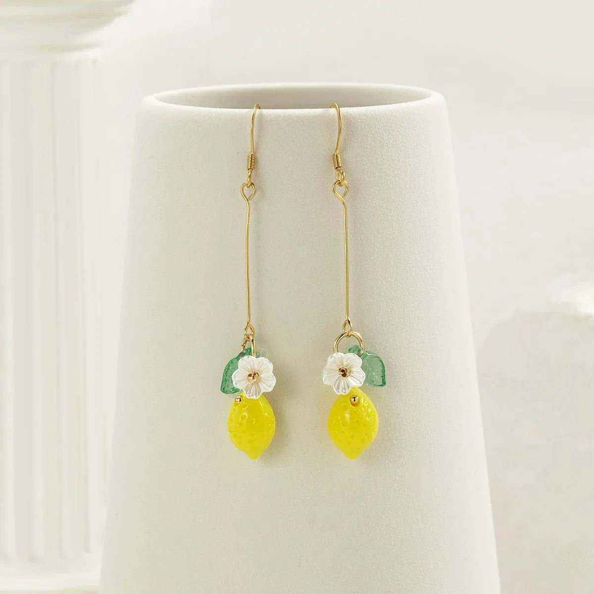 New Fashion Fruit Transparent Pearl Colored Lemon Earrings  Y2k for Girls Women Children Party Birthday Gift Lovely Jewelry
