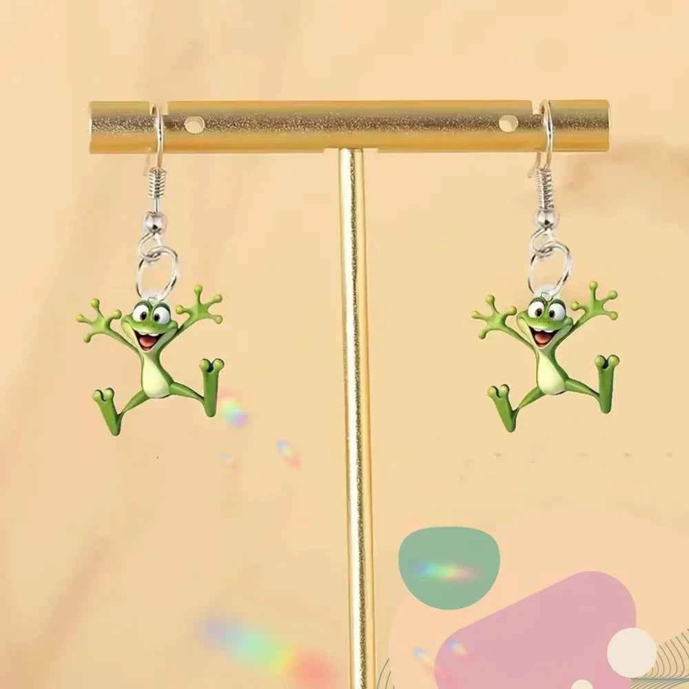 Cartoon Frog Pendant Earrings For Women Cute Dangle Earrings Girl Interesting Jewelry Accessories Gifts for Party Events Wear