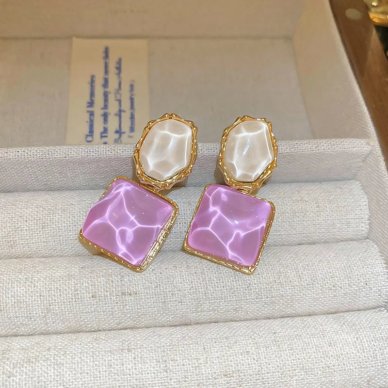 Purple Color Women Dangle Earrings Small Round Unusual Earrings Fashion Flower Butterfly Hanging earrings pendientes mujer