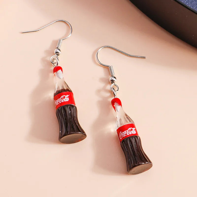 Summer Drink Drop Earrings for Women Sweet Ice Cream Bottle Pendants Dangle Earrings Girls Minimalist Party Jewelry Gifts