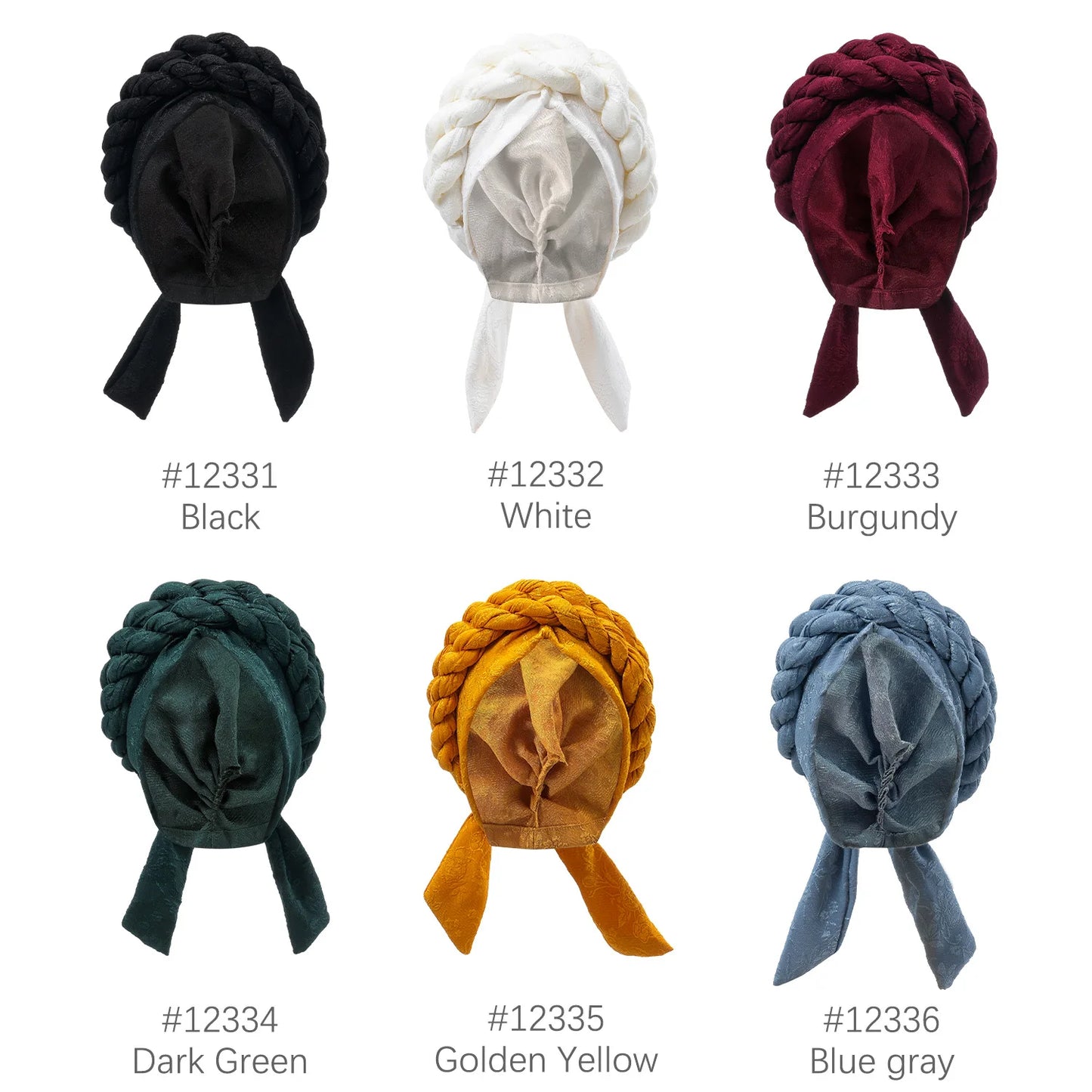 Solid Color Double Braids Turban Caps for Women Fashion Women Muslim Wrap Head Bonnet Headwear Braid Hat Turbante Mujer - NamafadStore