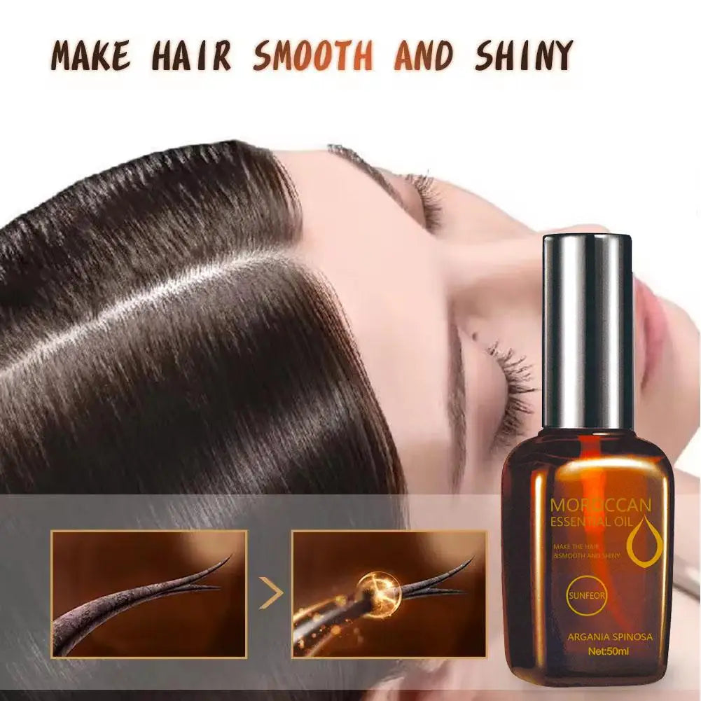 Moroccan Argan Oil Leave-In Treatment 50ml Anti-Frizz Hydrating Smoothing Hair Mask for Damaged Salon Care, Repair Dryness Split - NamafadStore