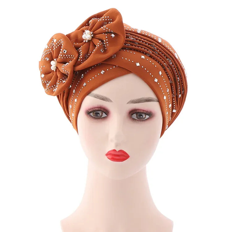 Women Braid Turbans Latest African Headtie Ladies Sequin Head Wraps African Aso Oke Winter Headtie Negerian Wedding Gele Caps