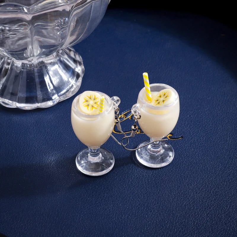 Summer Drink Drop Earrings for Women Sweet Ice Cream Bottle Pendants Dangle Earrings Girls Minimalist Party Jewelry Gifts