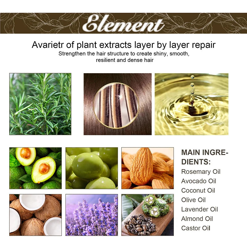 60ml Rosemary Hair Essential Oil for Damage Repair, Hair Loss Prevention, and Nourishing Smooth Hair Care - NamafadStore