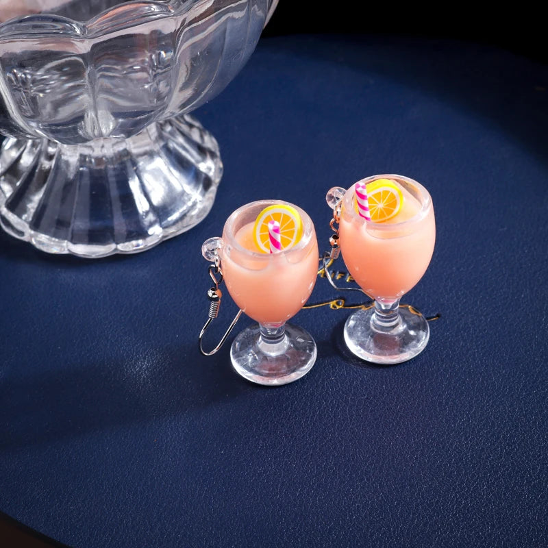 Summer Drink Drop Earrings for Women Sweet Ice Cream Bottle Pendants Dangle Earrings Girls Minimalist Party Jewelry Gifts