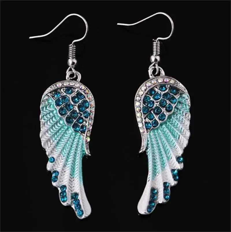 Fashion Income Ladies Angel Wings Earrings Personality Mid Length Multicolor Charm Jewelry Anniversary Birthday Party Gifts