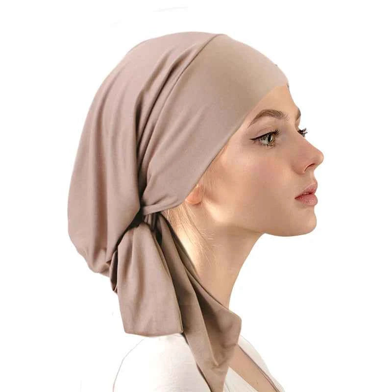 Women Muslim Turban Cap Soft Stretch Pre-Tied Hat Islamic Headscarf Turban Hat Bonnet Turbante Mujer Chemo Cap Headwear