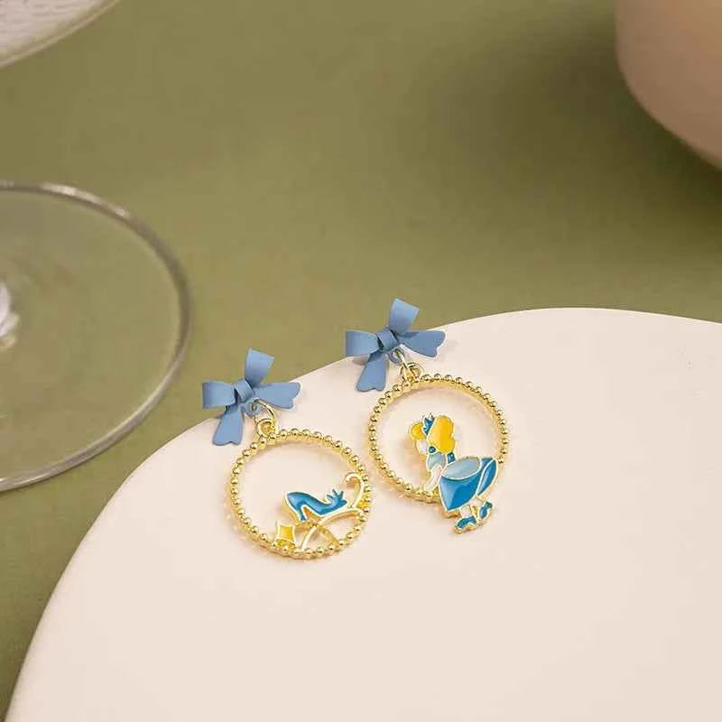Classic Fairy Tale Princess Pendant Earrings Retro Cute Simple Enamel Charms Stud Ear Jewelry Party Gifts For Women Girls