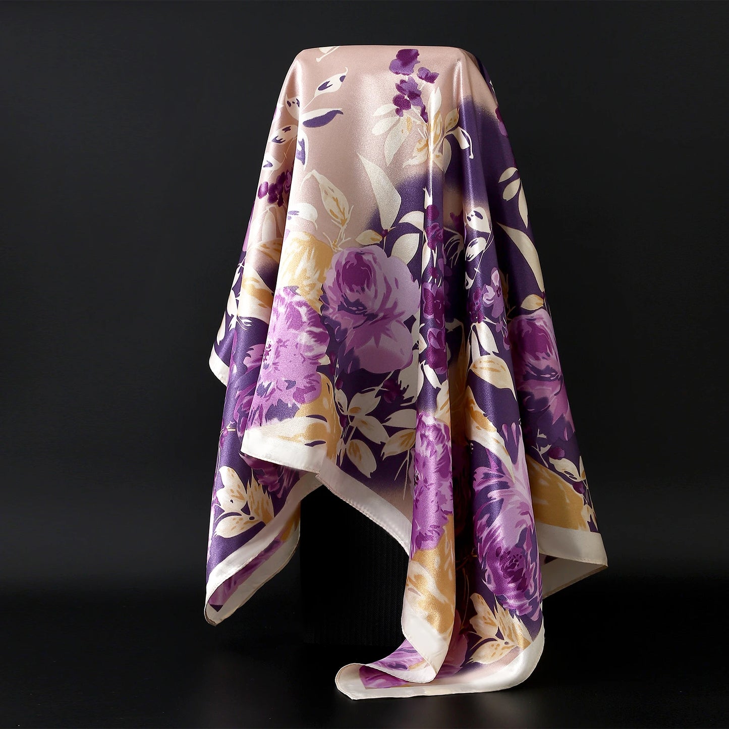 90*90cm Silk Scarf Women Print Hair Neck Square Office Ladies Shawl Bandanna Muslim Hijab Handkerchief Muffler Foulard female - NamafadStore