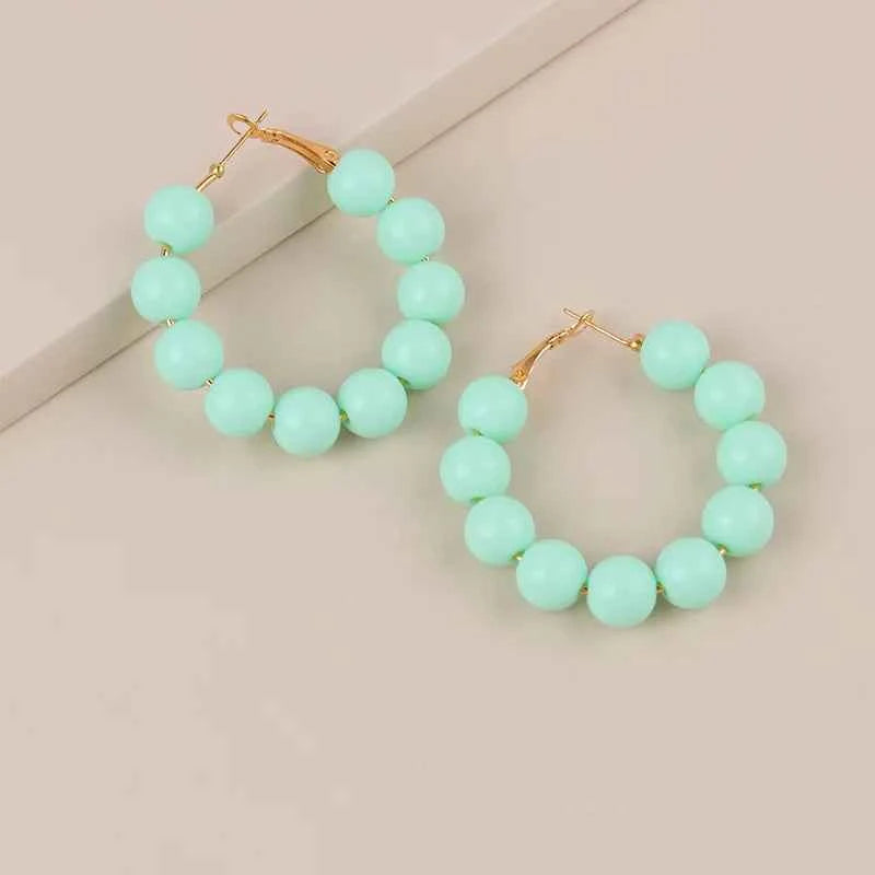 Summer dopamine bead candy colored acrylic earrings exaggerated and fashionable circular women's earrings
