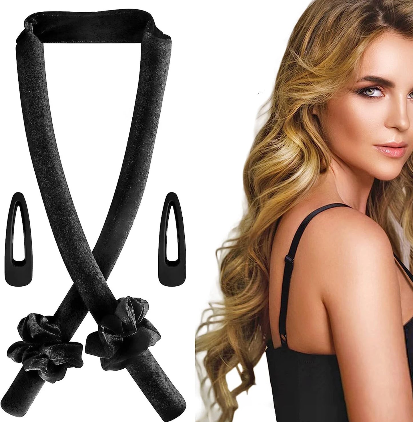 5/6/7pcs Set No Heat Hair Curler Salon Satin Sleeping Sleeping Cap Hat Soft Cooling Eye Mask and Hairpin for Household Travel - NamafadStore