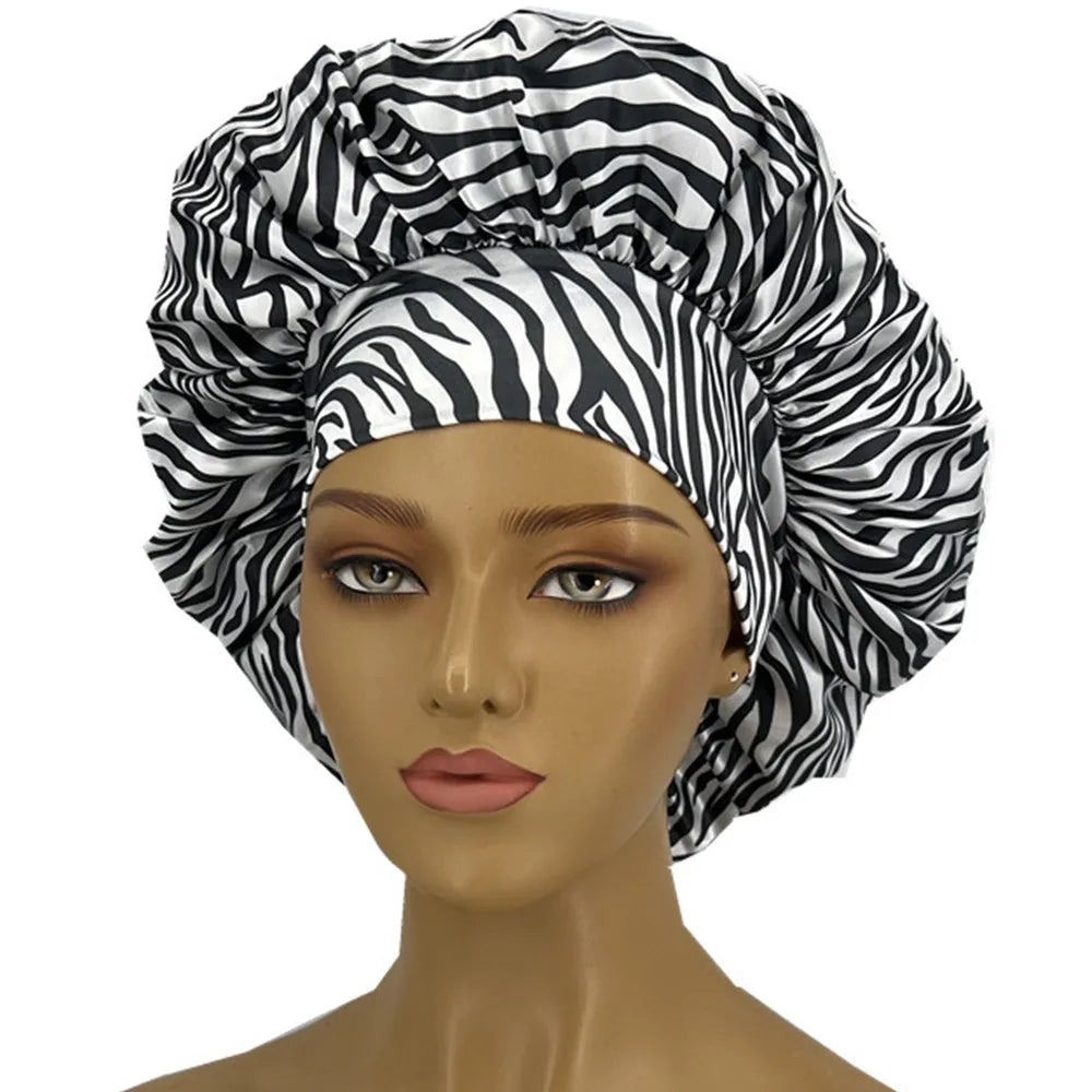 Leopard Print Bonnet for Women - Soft, Curl-Enhancing Sleep Cap with Wide Elastic Band, Unscented, Ideal for Dry & Textured Hai - NamafadStore