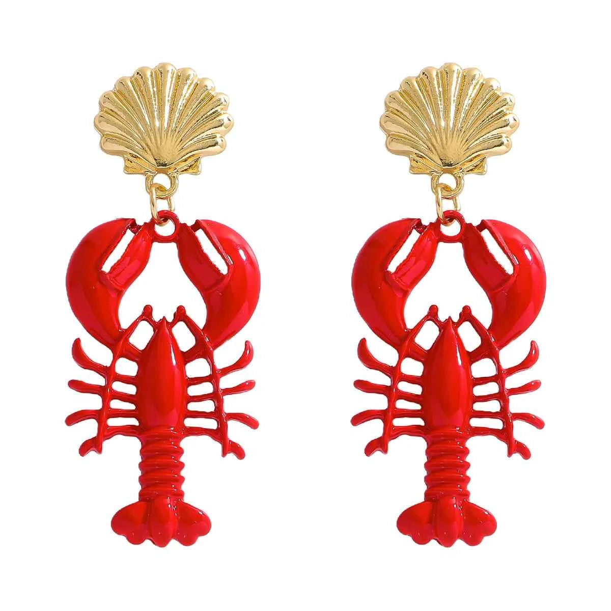 Fashion Enamel Sea Animal Dangle Earrings For Women Cute And Fun Summer Beach Starfish Lobster Crab Jewelry 2025 Ear Accessories