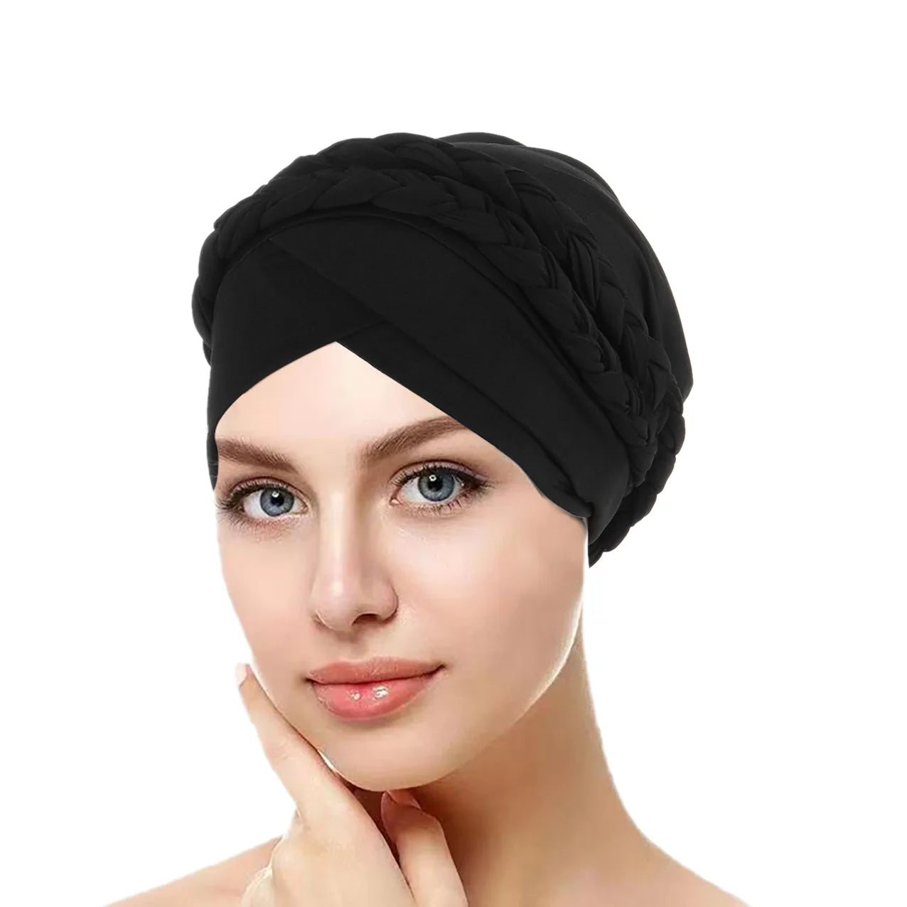 Bohemian Style Handmade Braid Turban Cross Bandana Slouchy Hat For Women Muslim Hijab Islamic Head Wrap Hair Loss Chemo Cap - NamafadStore