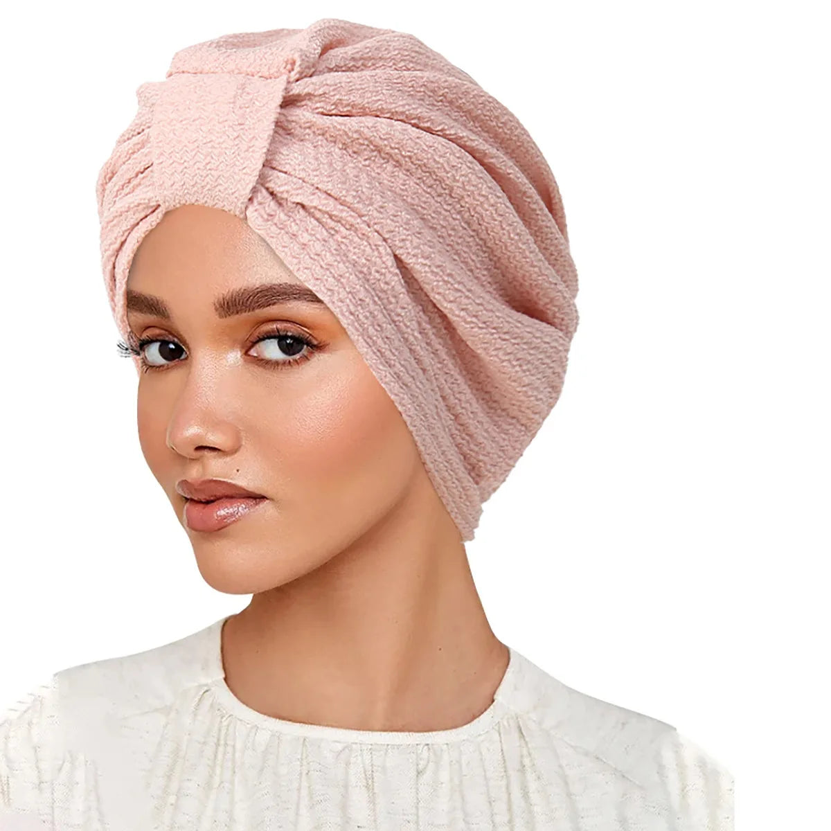 Solid Color Women Muslim Hijab Caps Wrap Head Indian Turban Bonnet Fashion Headdress Islamic Clothing Accessories - NamafadStore