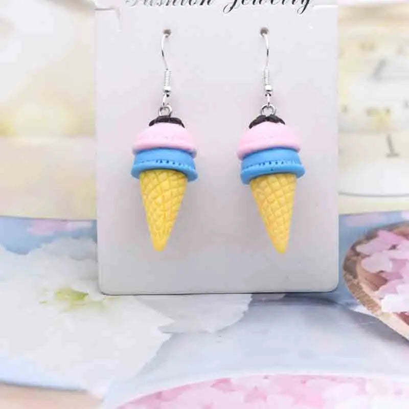 Earring For Women Resin Handmade Cute Animals Ice Cream Drinks Candy Fruits Pissa Drop Earrings Funny Gift
