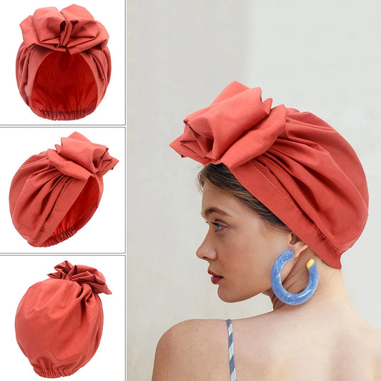 French Style Turban Hat Elegant Ladies Plain Bandana Hair Cover Cap Female Fashion Vintage Muslim Turbans Streetwear Headwrap - NamafadStore