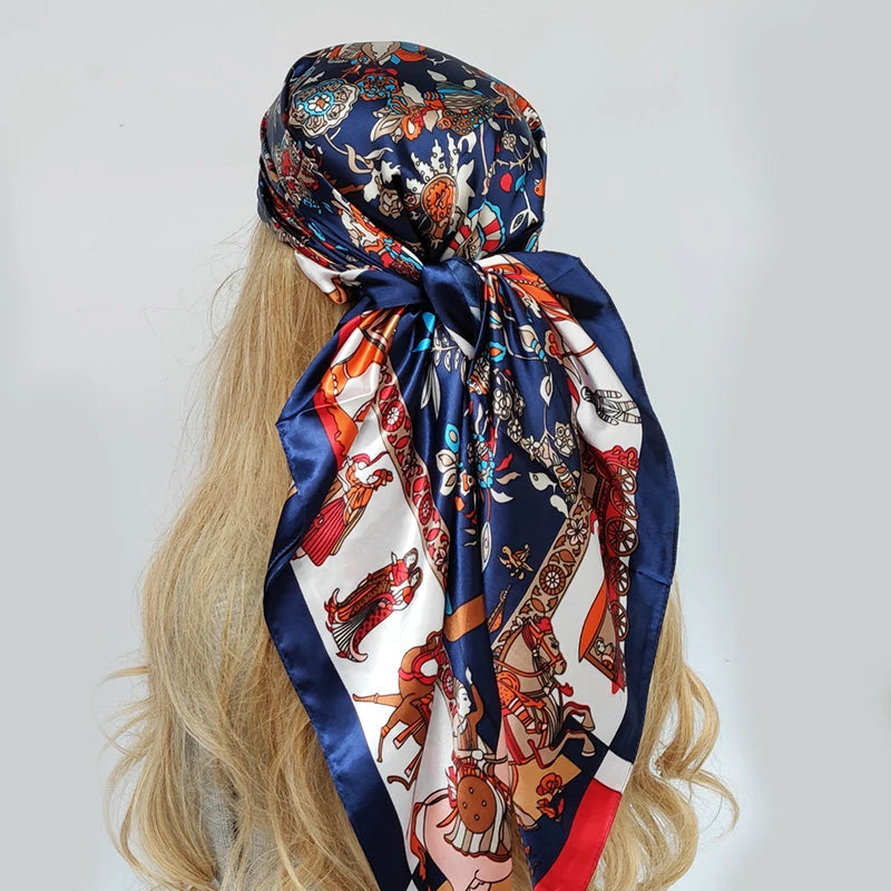 Luxury Brand Silk Scarf Fashion Foulard Satin Shawl Leopard 90*90cm Square Head Scarves Women Bandanna Pareo Headscarf - NamafadStore