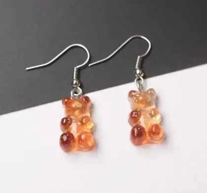 Gradient Candy Color Cute Acrylic Bear Dangle Earrings for Women Girls Gift Korean Fashion Animal Hook Earring Female Jewelry