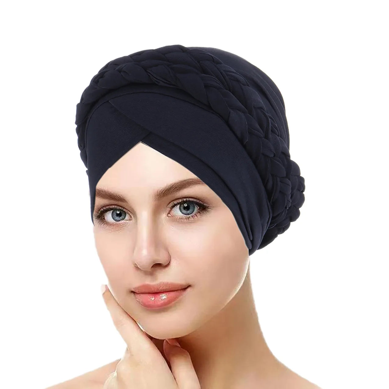 Bohemian Style Handmade Braid Turban Cross Bandana Slouchy Hat For Women Muslim Hijab Islamic Head Wrap Hair Loss Chemo Cap - NamafadStore