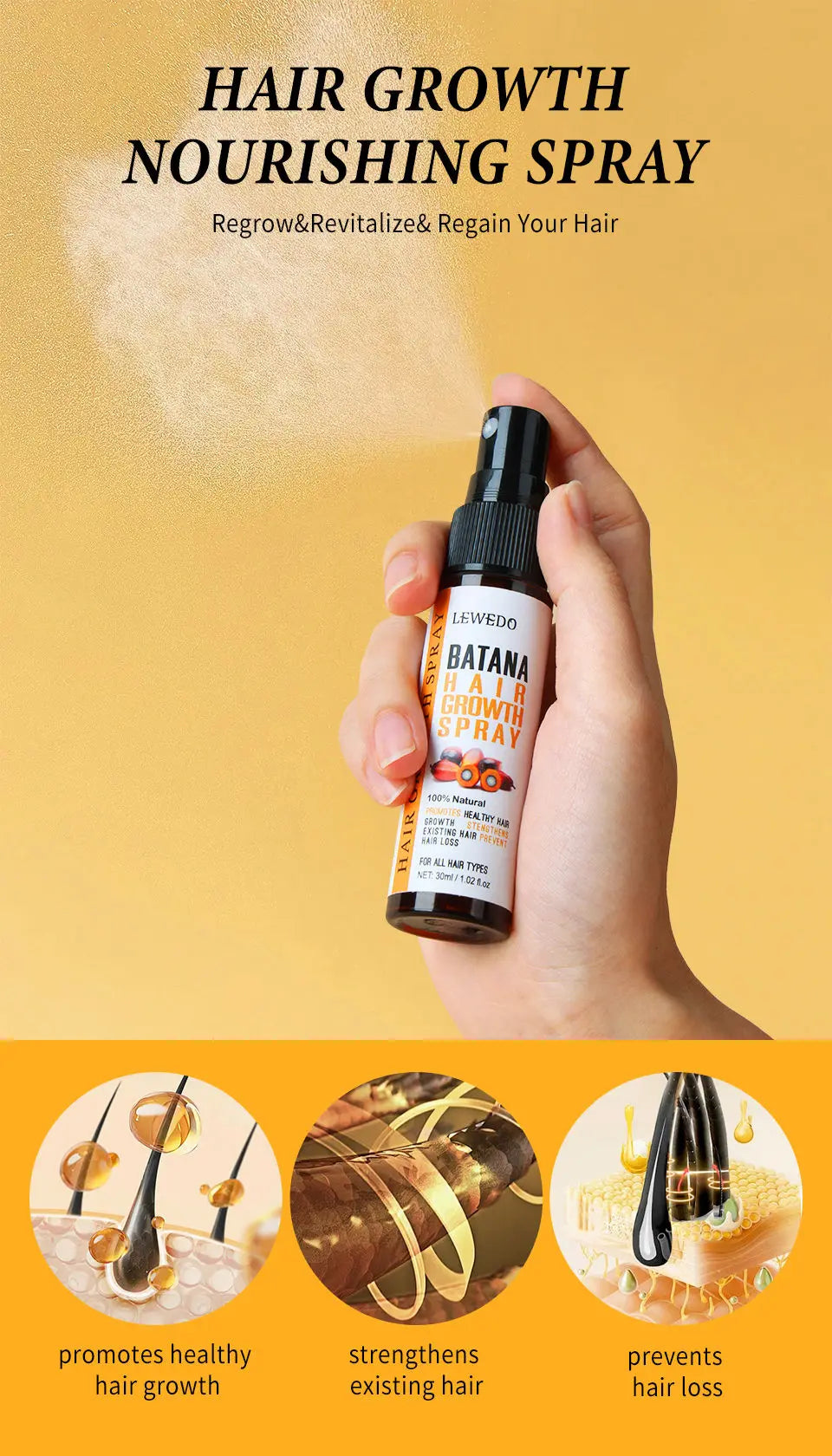 Fast Hair Growth Oil Africa Crazy Traction Alopecia batana Hair Mask Anti Hair Break Hair Strengthener Hair Loss Treatment Spray - NamafadStore