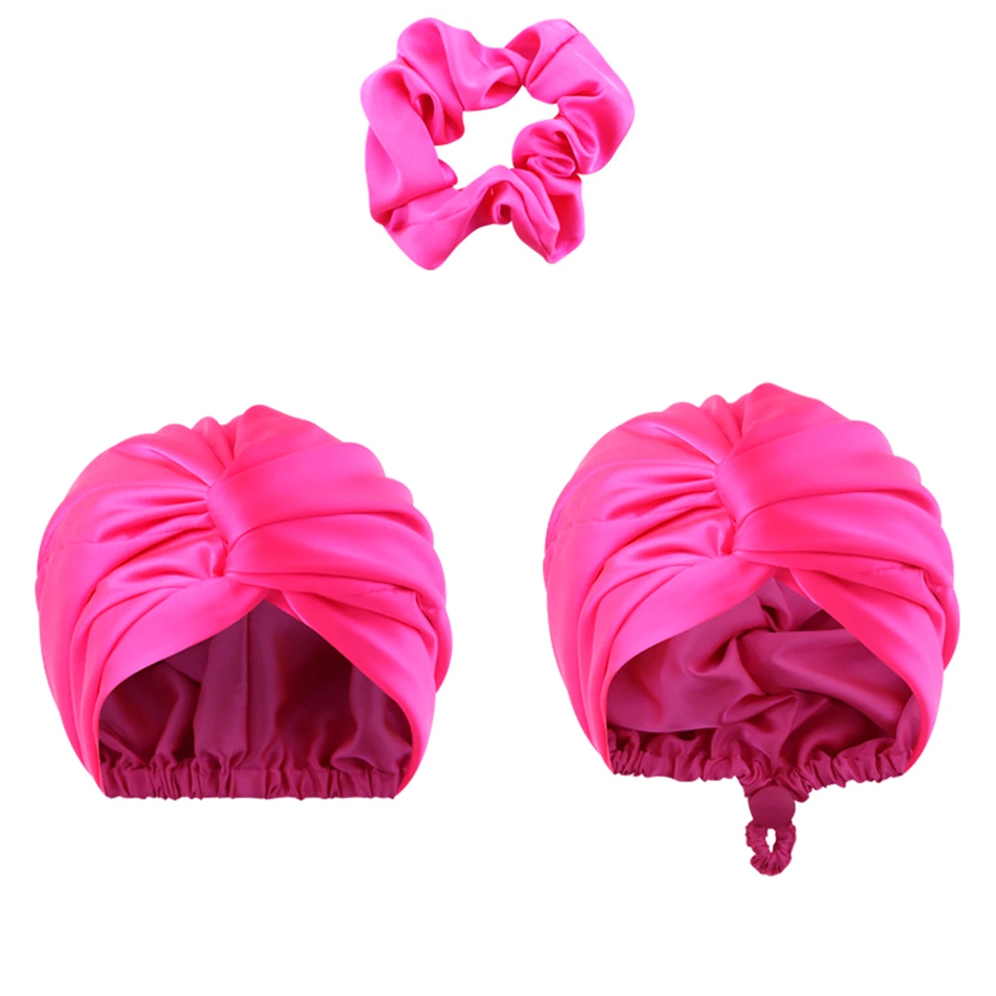 Unisex Solid-Color Adjustables Silk Satins Hair Bonnets High Elasticity Soft Sleep Cap For Women Men - NamafadStore