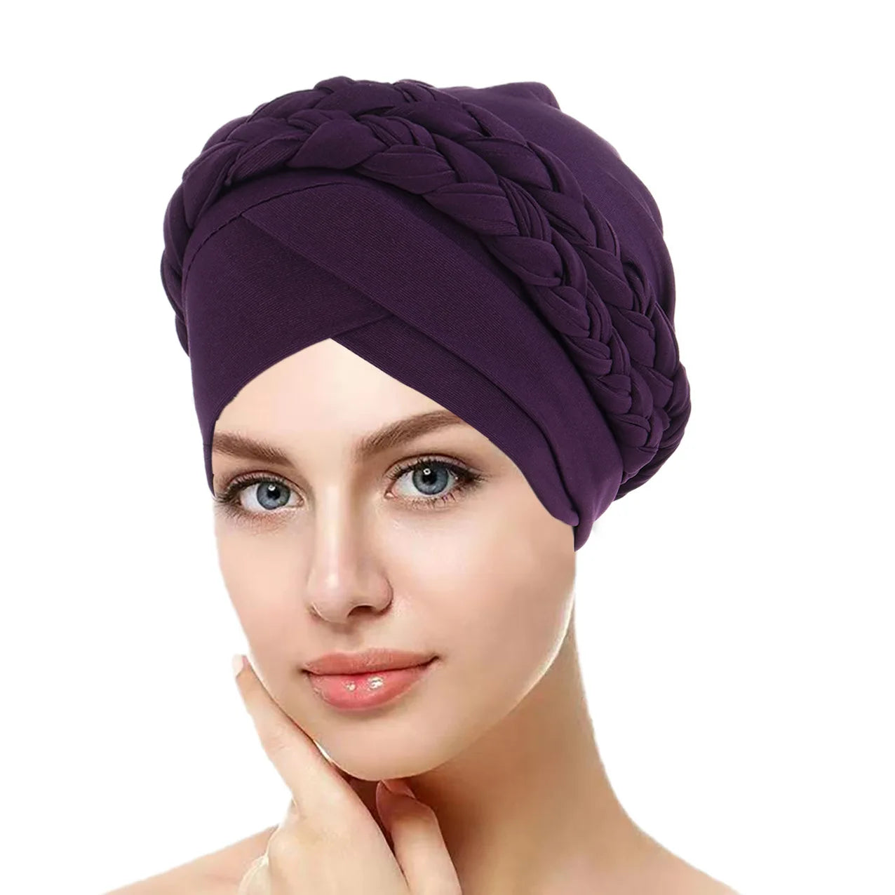 Bohemian Style Handmade Braid Turban Cross Bandana Slouchy Hat For Women Muslim Hijab Islamic Head Wrap Hair Loss Chemo Cap - NamafadStore