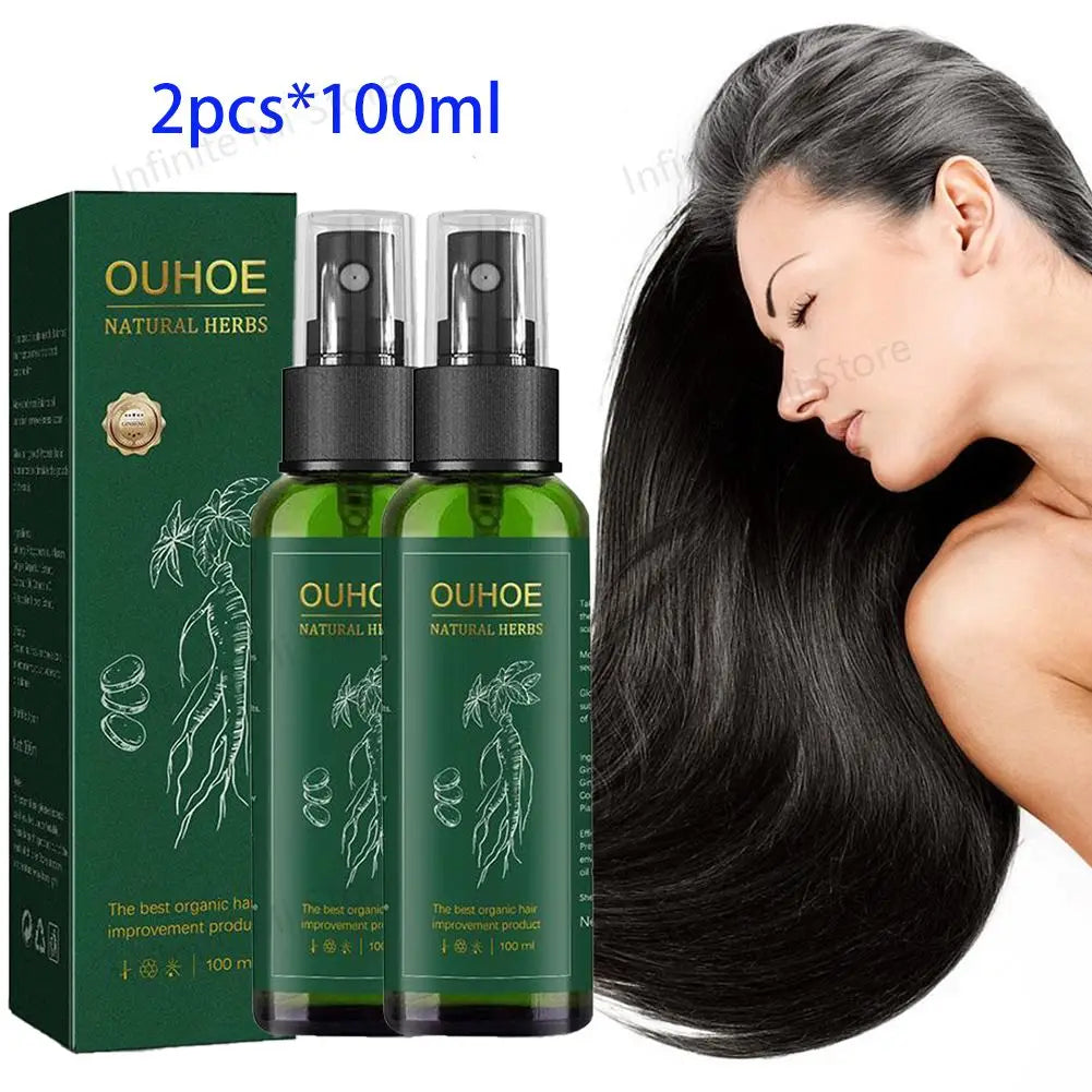 2pcs*100ml Ginseng Hair Serum For Men Women Nourishes Scalp Strengthen Root Repair Damaged Hair Herbal Hair Care Spray