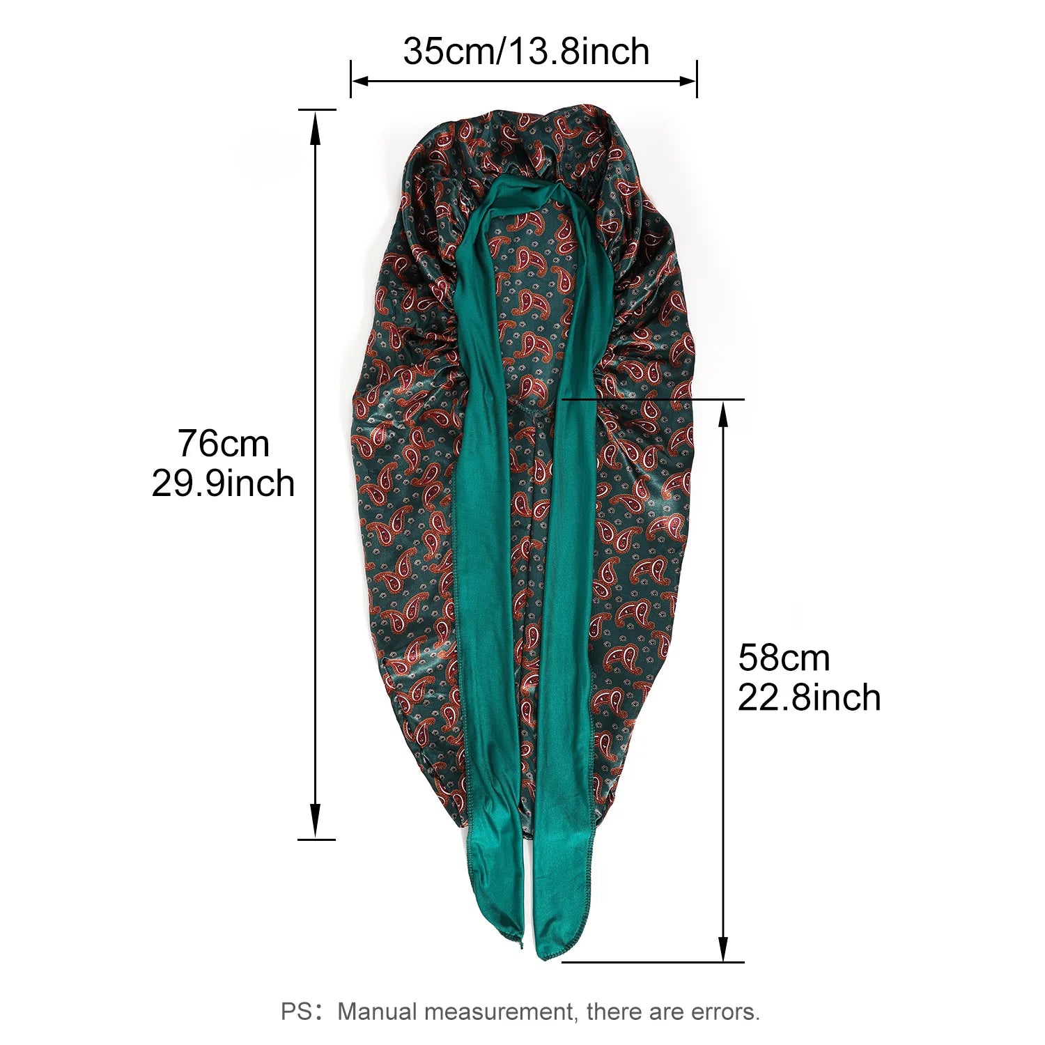 Paisley Print Long Strap Bonnet - Polyester Satin Hair Care Cap with Adjustable Straps for Hair Protection and Care - NamafadStore
