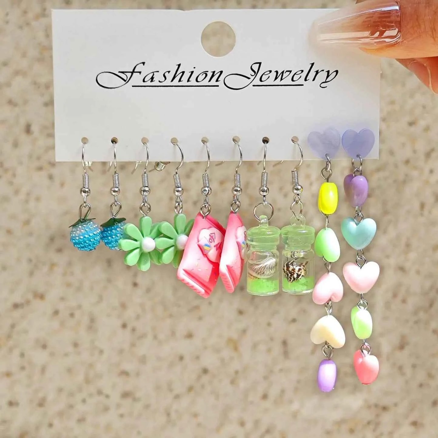10pcs Resin Animal Pendant Earrings: Sweet and Artistic Floral Butterfly Milk Tea Design